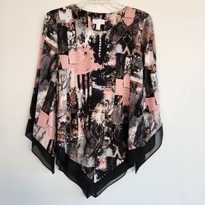 Scarpa Black and Pink Abstract Blouse